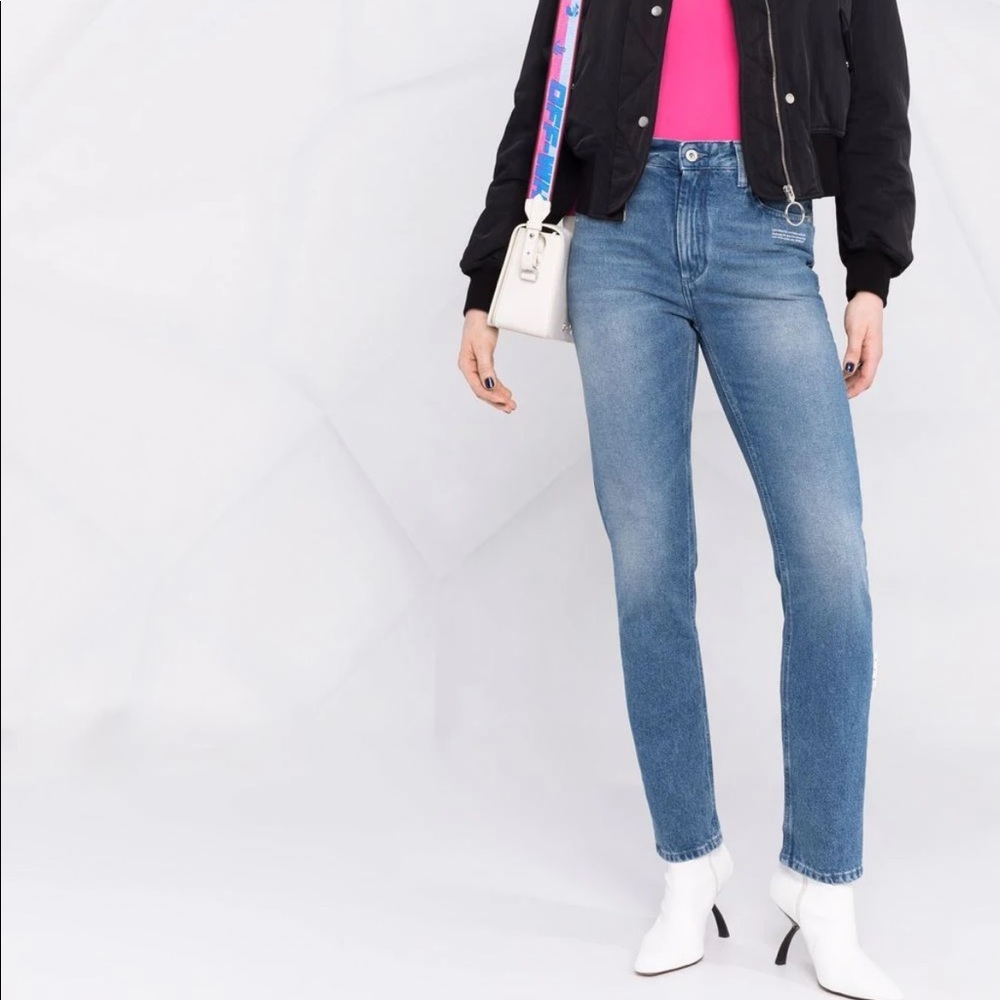 Off-white straight leg denim jeans
